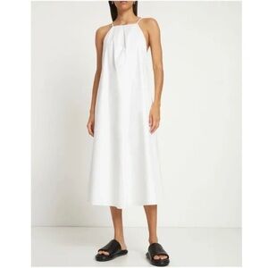 ANINE BING Bree Cotton Halter Neck White Cotton Midi Dress, Small NYT